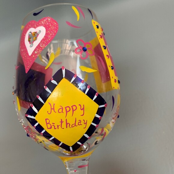 Lolita Wine Glass Love My Wine "Birthday Girl" w/ Recipe on Bottom 8 7/8" high - Picture 9 of 9